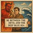 be between the devil and the deep blue sea