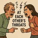 at each other's throats
