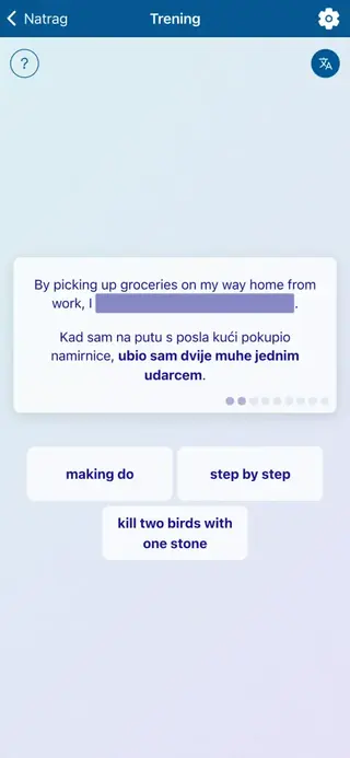 Engleski idiomi u akciji: Snimka zaslona aplikacije 7