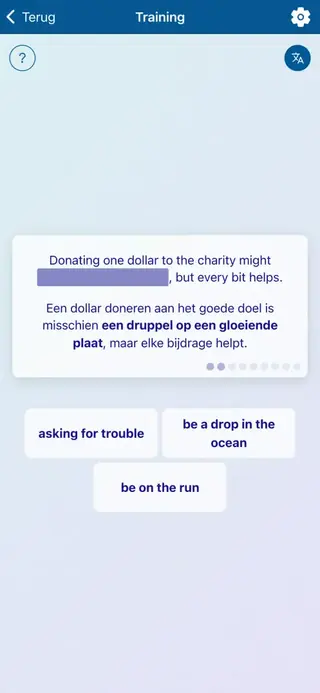 Schermafbeelding van de app