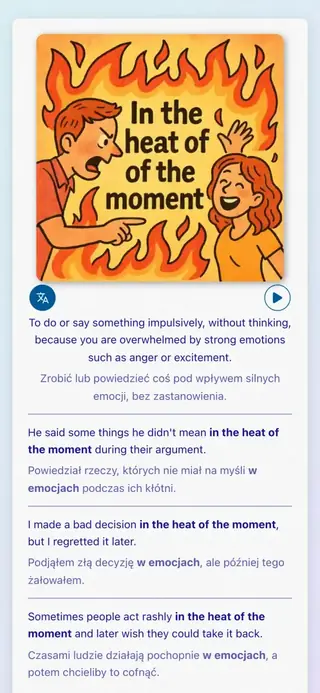English Idioms in Action: Zrzut ekranu aplikacji 4