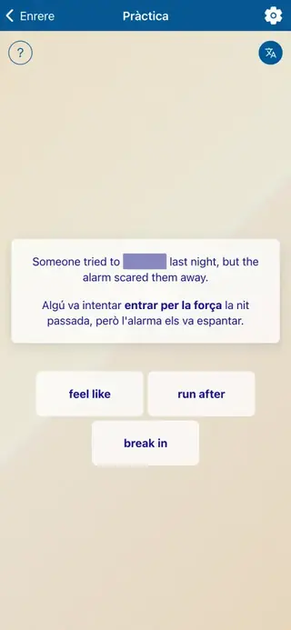 Phrasal Verbs in Action: Captura de pantalla de l'aplicació 4
