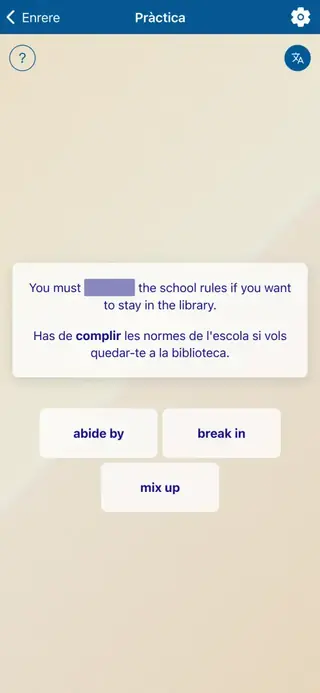 Phrasal Verbs in Action: Captura de pantalla de l'aplicació 5