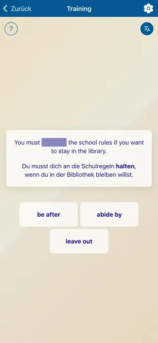 Phrasal Verbs in Action: Screenshot der App 5