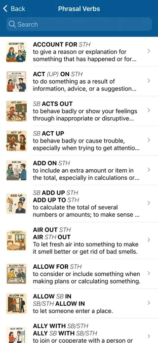 Phrasal Verbs in Action: App screenshot 1