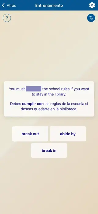 Phrasal Verbs en Acción: Captura de pantalla de la aplicación 5