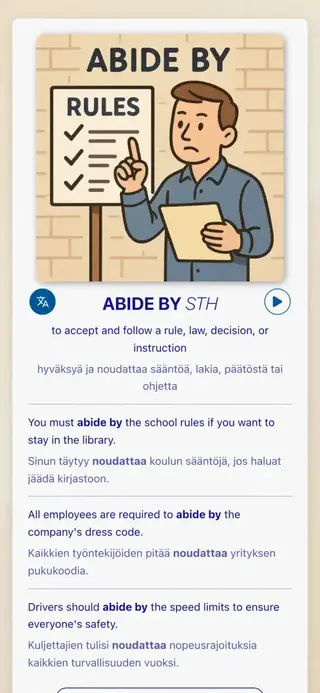Phrasal Verbs in Action: Sovelluksen kuvakaappaus 2