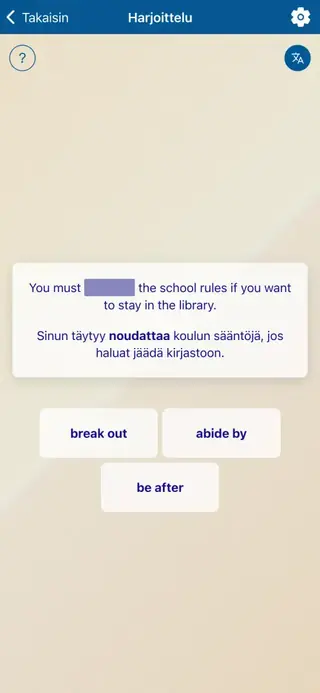 Phrasal Verbs in Action: Sovelluksen kuvakaappaus 5