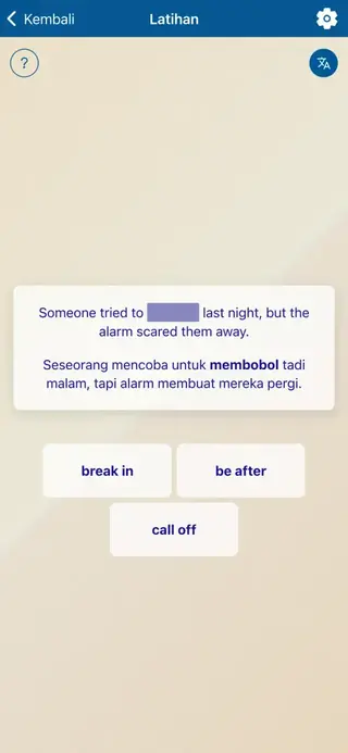 Phrasal Verbs in Action: Tangkapan layar aplikasi 4