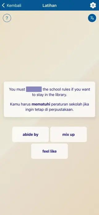 Phrasal Verbs in Action: Tangkapan layar aplikasi 5