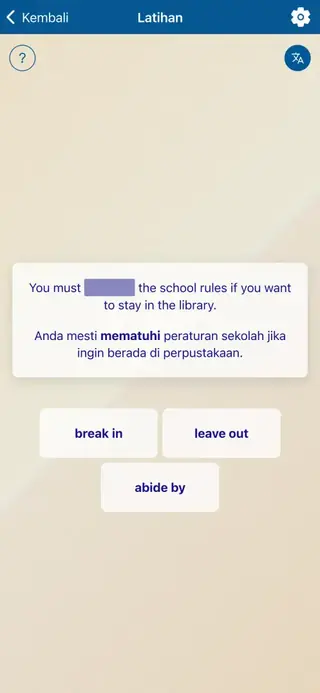 Phrasal Verbs in Action: Tangkapan skrin aplikasi 5