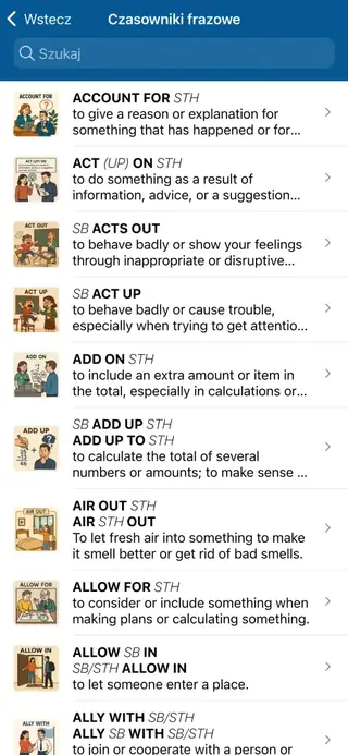 Phrasal Verbs in Action: Zrzut ekranu aplikacji 1