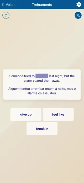Phrasal Verbs em Ação: Captura de ecrã do app 4