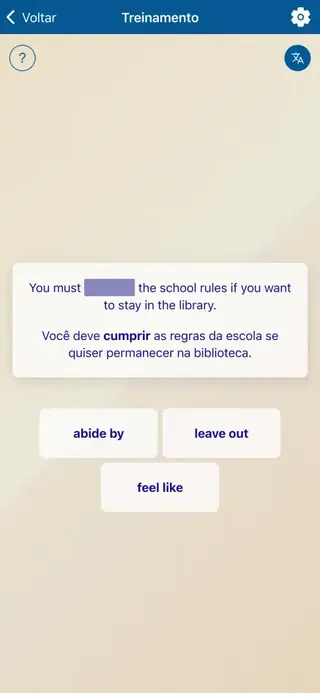 Phrasal Verbs em Ação: Captura de ecrã do app 5