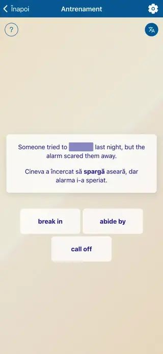 Phrasal Verbs în Acțiune: Captură de ecran din aplicație 4