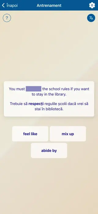 Phrasal Verbs în Acțiune: Captură de ecran din aplicație 5