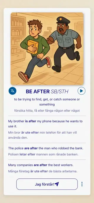 Phrasal Verbs i praktiken: Skärmbild från appen 3